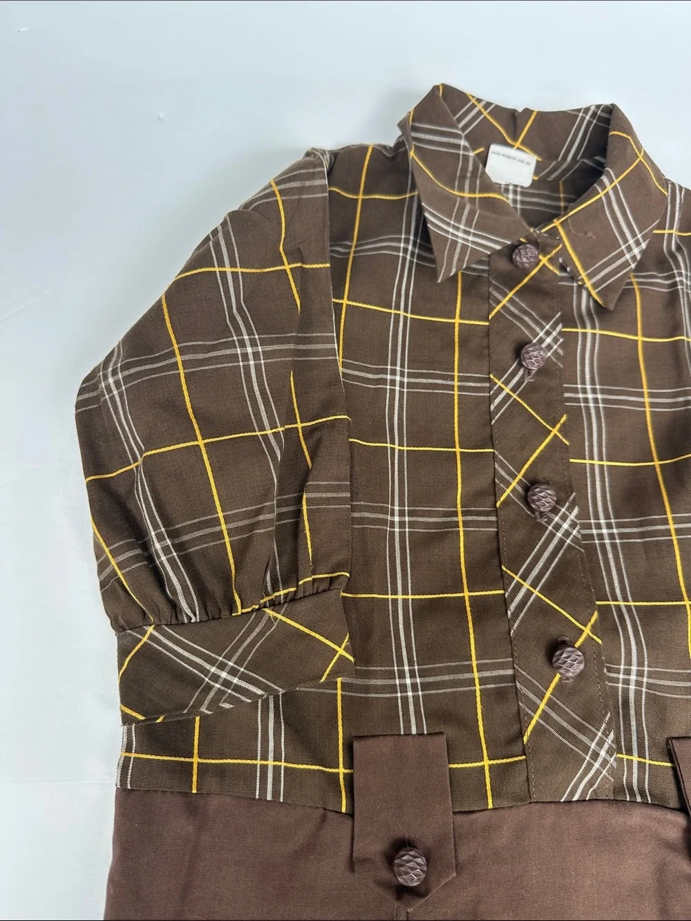 1970s Sears Perma-Prest Mod Plaid Dress Tagged Size 4 Fits Approx. 12–18M